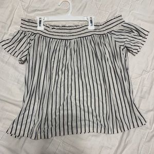 American Eagle Striped Off the Shoulder Top